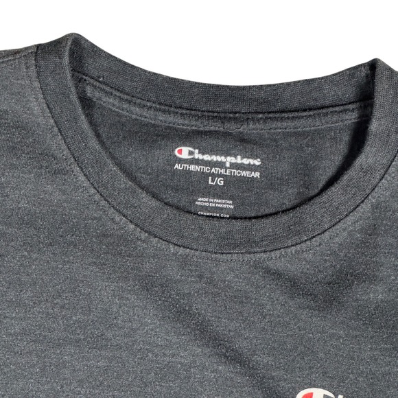 Champion Men's Classic Gray Graphic Logo Crew Neck Short Sleeve‎ T-Shirt Size L - Picture 3 of 6